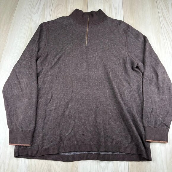 Robert Graham Mens Brown Long Sleeve Quarter Zip Knit Pullover Sweater Size XL - Picture 1 of 11